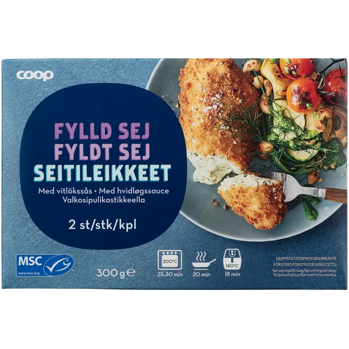 Coop seitileikkeet valkosipulikastikkeella MSC 300 g pakaste