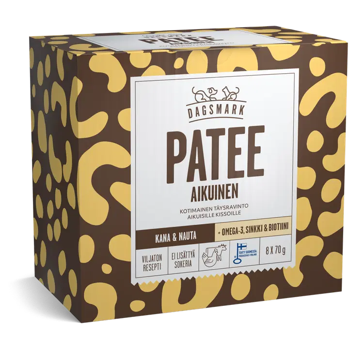 Dagsmark PATEE aikuinen, kana-nauta täysravinto aikuisille kissoille 8 x 70 g