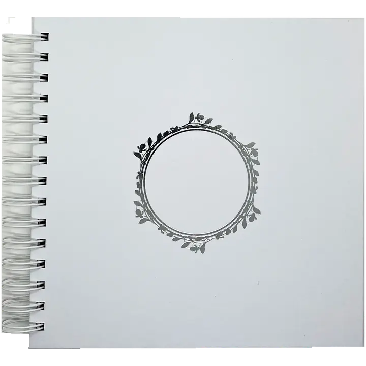 DPC Scrapbook 20,5x20,5 cm 40 sivua valkoinen hopeakuvoitu kansi, sivut valkoiset