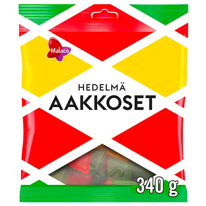 Malaco Aakkoset Hedelmä makeissekoitus 340g