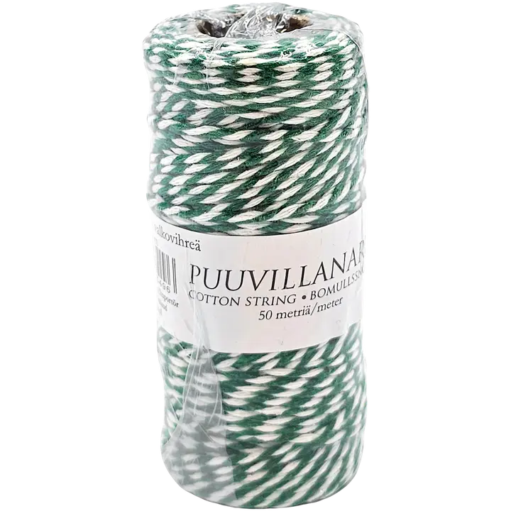 J.K. Primeco puuvillanaru 2mm x 50m valkovihreä