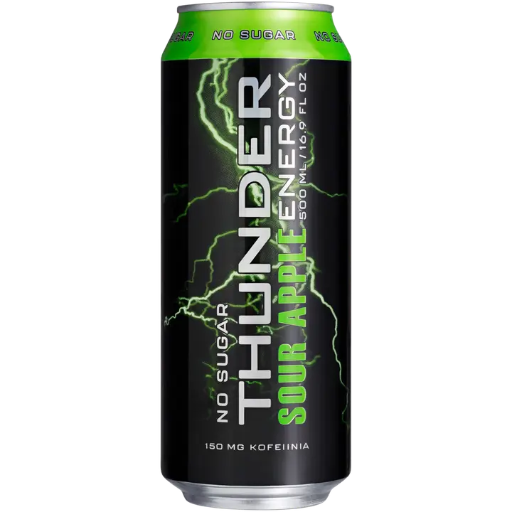 THUNDER ENERGY No sugar Sour apple energiajuoma 500 ml