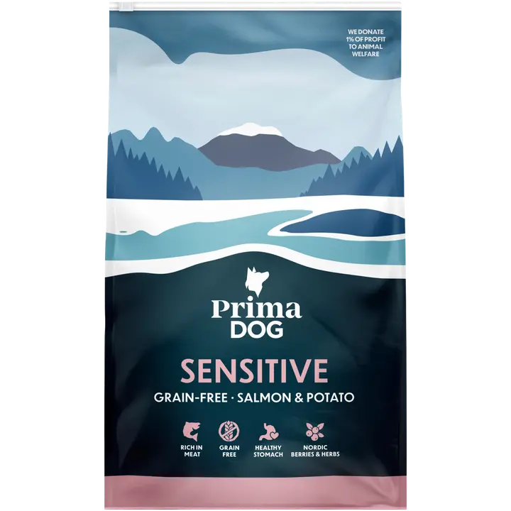 PrimaDog Lohi-Peruna viljaton herkkävatsaisille aikuisille koirille 3 kg