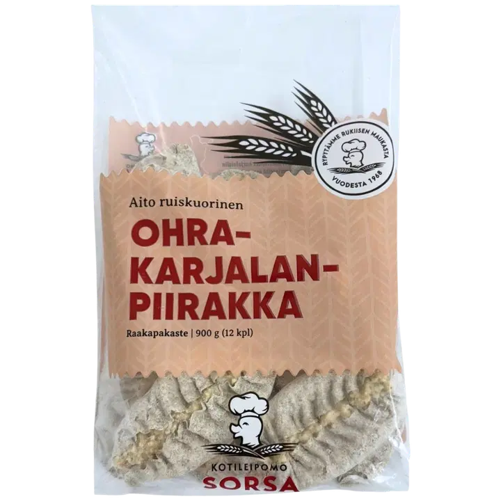 Kotileipomo Sorsa ohrakarjalanpiirakka raakapakaste  12 kpl 900g