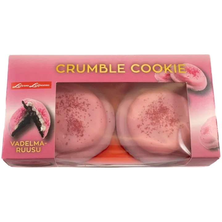 Leivon Leipomo CRUMBLE COOKIE 2 kpl 110g vadelma-ruusu suklaakeksi
