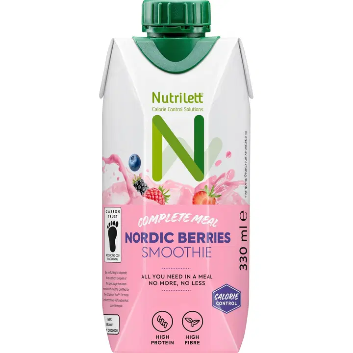 Nutrilett Nordic berries smoothie Ateriankorvike Pohjoiset marjat 330 ml