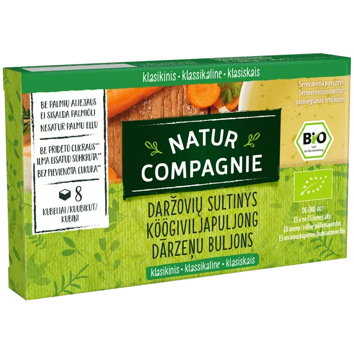 Natur Compagnie orgaaniline köögiviljapuljong suhkruvaba, 8 kuubikut, 84g