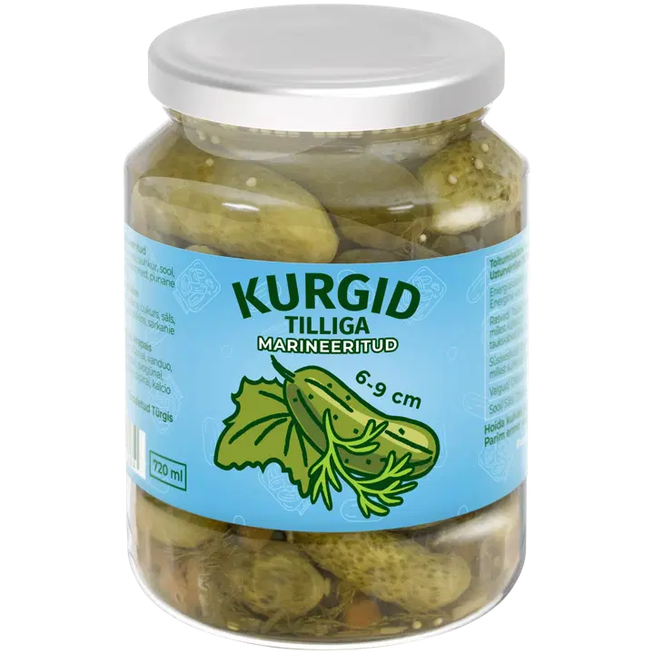Kurgid 6-9 cm marineeritud tilliga 720 ml