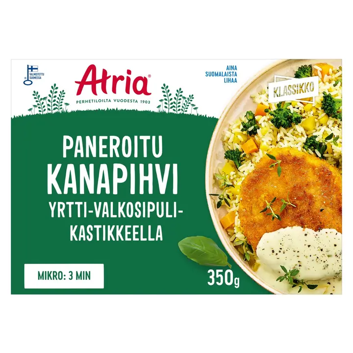 Atria Paneroitu Kanapihvi Yrtti-Valkosipulikastikkeella 350g