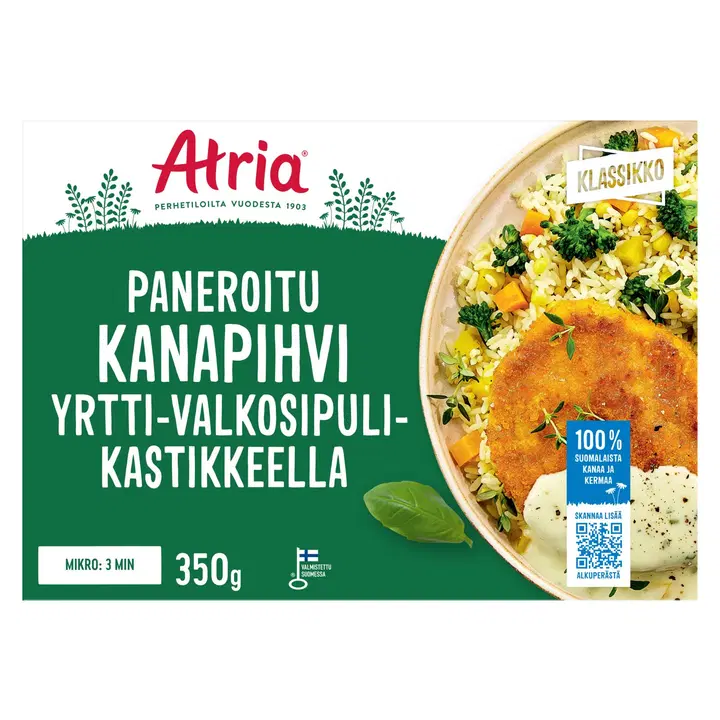 Atria Paneroitu Kanapihvi Yrtti-Valkosipulikastikkeella 350g