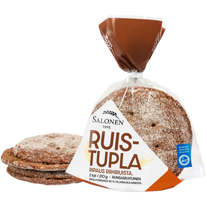 Leipomo Salonen Ruistupla 2/210 g ruisleipä, halkaistu