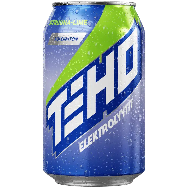 TEHO Kofeiiniton Elektrolyyttijuoma Sitruuna-lime 0,33 l tlk
