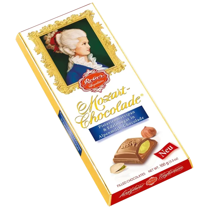 Mozart piimašokolaad pistaatsiamartsipani ja sarapuupähkli täidisega 100g
