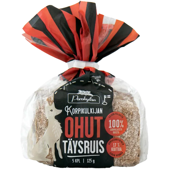 Porokylän Korpikulkijan Ohut Täysruis 5 kpl | 125 g täysjyväruispalaleipä