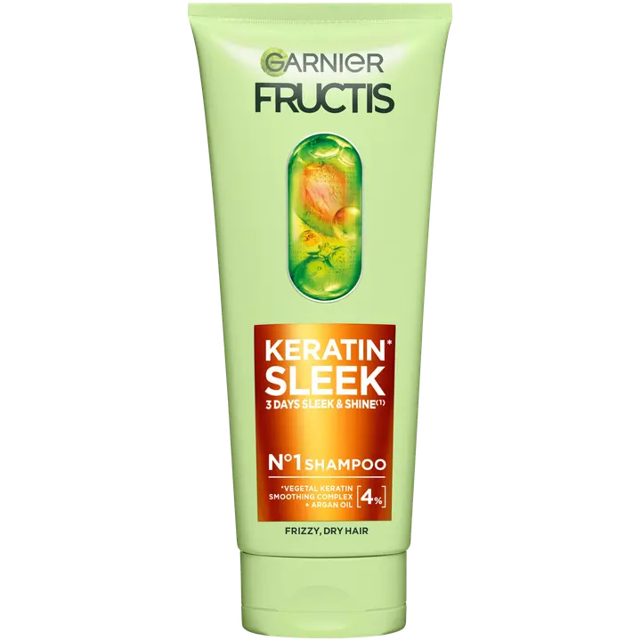 Garnier Fructis Keratin Sleek Shampoo pörröisille hiuksille 200 ml