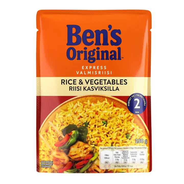Ben's Original Valmisriisi Kasviksilla (250 g)