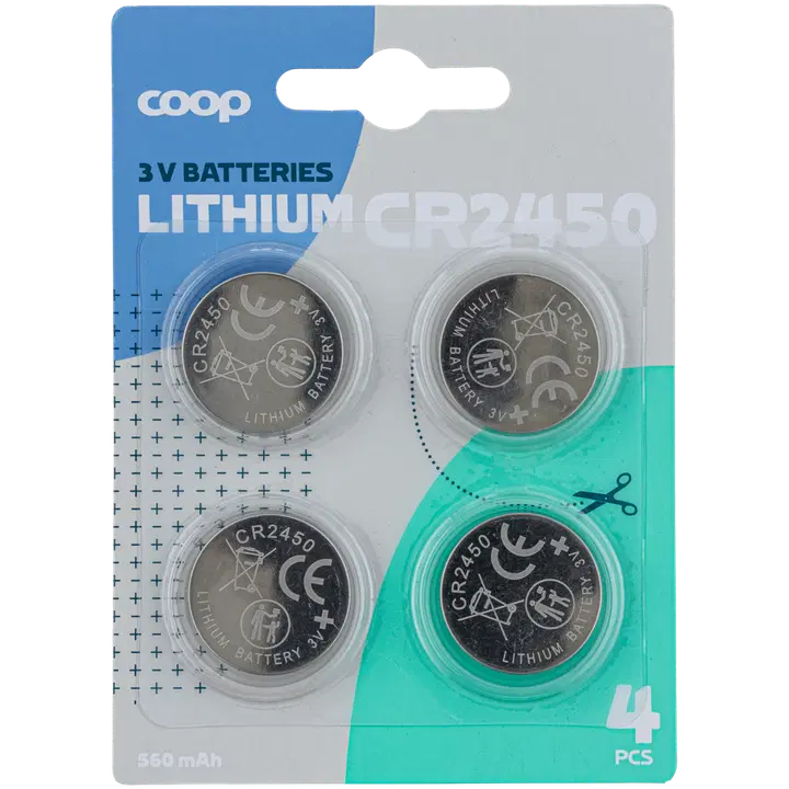 Coop litiumparisto 3V CR2450 4 kpl