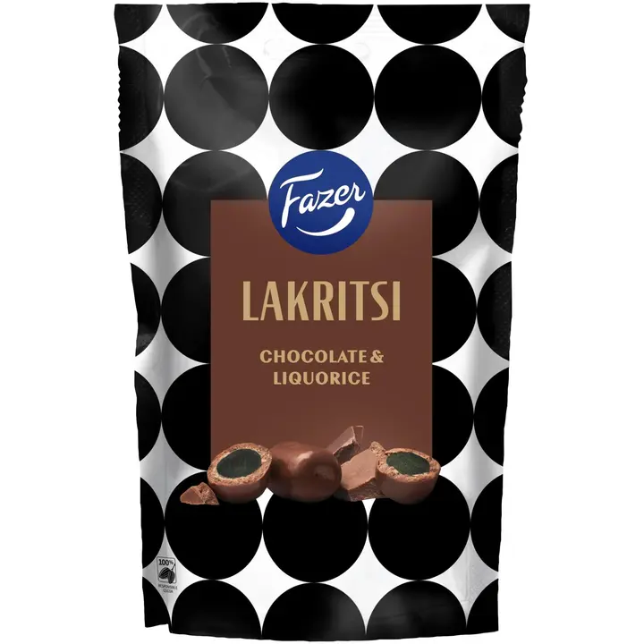 Fazer Lakritsi Chocolate Liquorice karkkipussi 140g