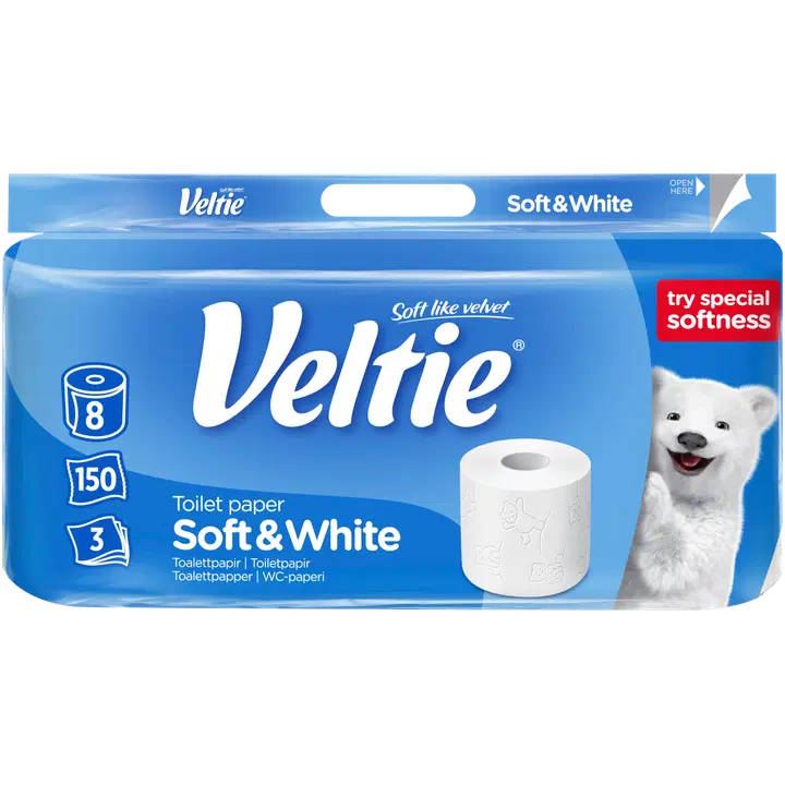 Veltie wc-paperi soft white 8 rl