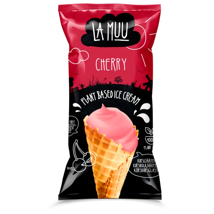 La Muu Kirsijäätis vahvlikoonuses, 80 g/130 ml