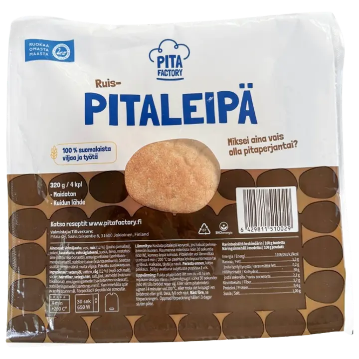 Pita Factory Ruispitaleipä 4kpl 320g