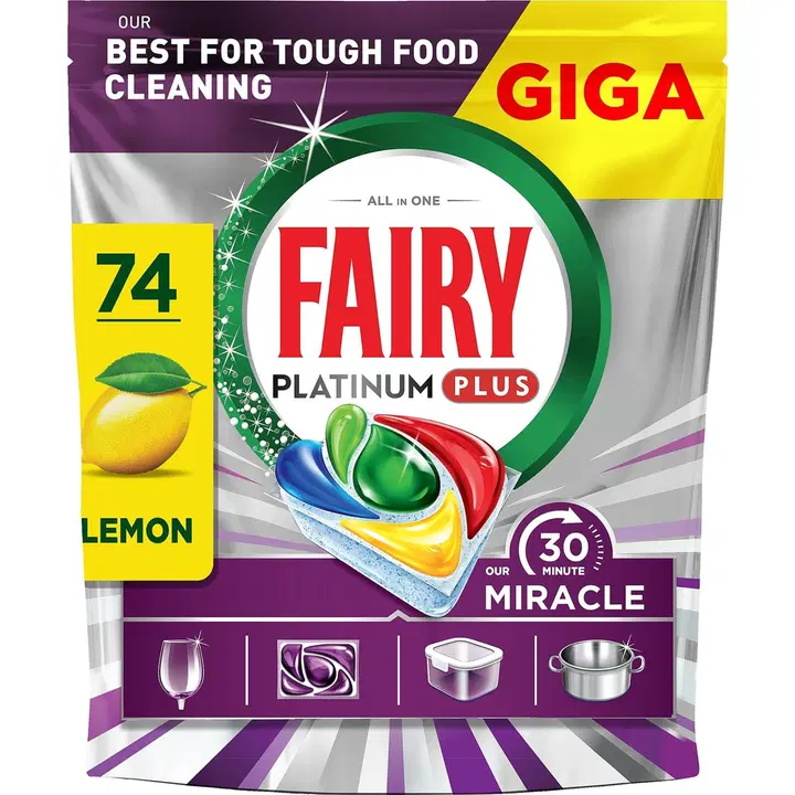 Nõudepesumasina tabletid Fairy Platinum Plus All In One 30 Minute Miracle 74tk