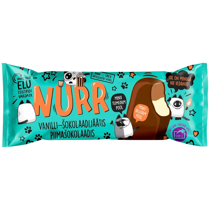Nurr vanilli- ja šokolaadijäätis piimašokolaadis, 150 ml