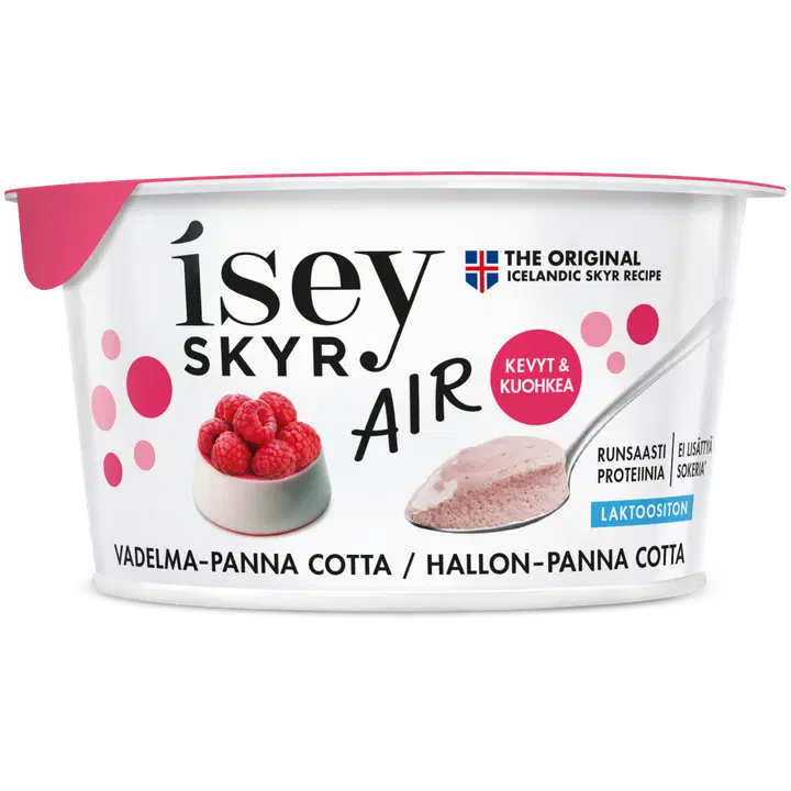 Isey Skyr õhuline vaarika ja panna cotta maitsega laktoosivaba piimatoode, 125 g