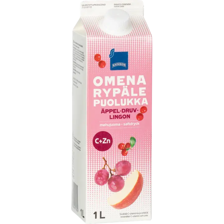 Rainbow omena-rypäle-puolukkamehujuoma C+Zn 1l
