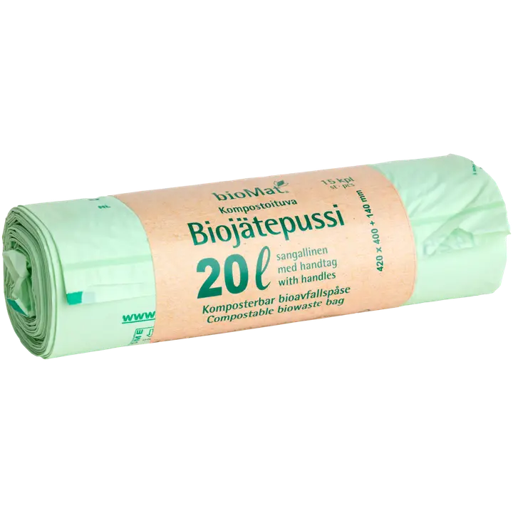 20L bioMat OK Compost HOME sertifioitu biopussi sangoilla 420x540mm 15kpl