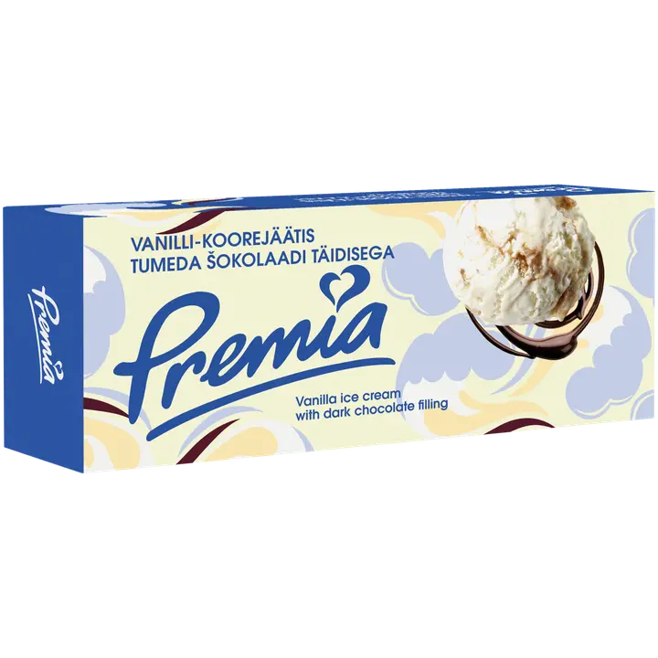 Premia Vanilli-koorejäätis tumeda šokolaaditäidisega 480g/1l