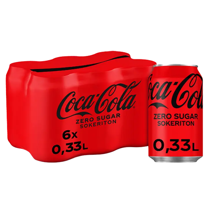 6-pack Coca-Cola Zero Sokeriton virvoitusjuoma tölkki 0,33 L