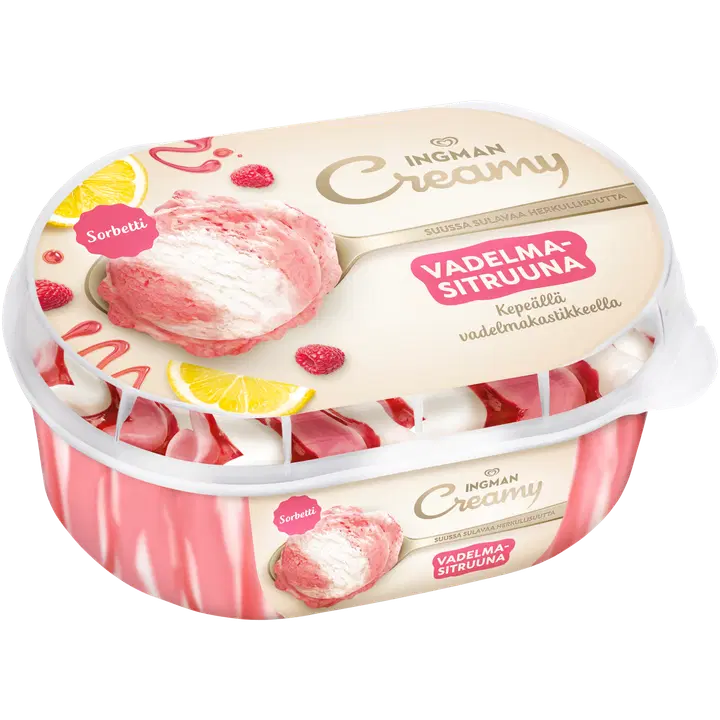 Ingman Creamy Vadelmasitruuna Jäätelö Sorbetti 825ml/532g