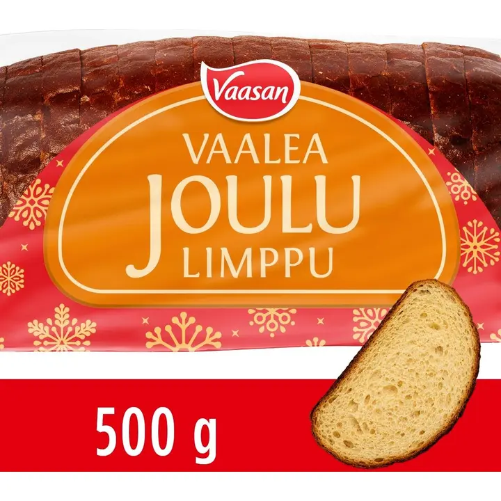 Vaasan Vaalea Joululimppu 500g viipaloitu maustettu sekaleipä
