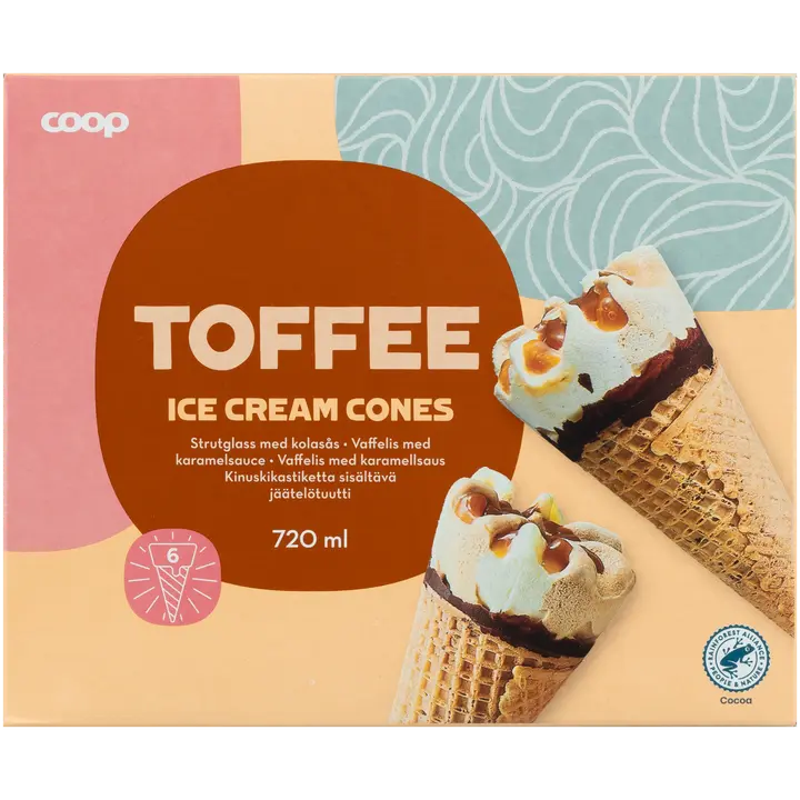 Coop jäätelötuutti toffee 6 kpl 720 ml/415 g