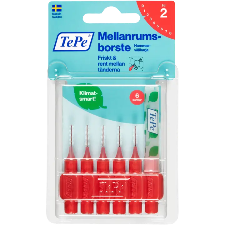 TePe Hammasväliharja 0,5mm, ISO harjakoko 2, Punainen 6kpl