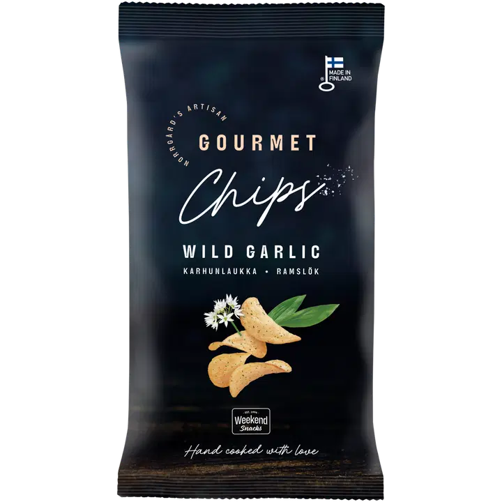 Weekend Snacks Norrgård's Artisan Gourmet käsinvalmistetut  perunalastut Karhunlaukka 115g