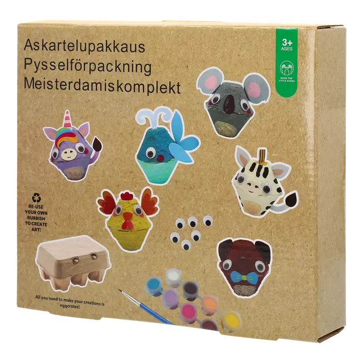 Askartelupakkaus eläimiä munakennosta