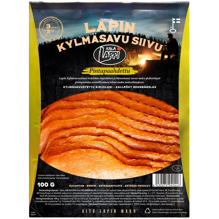 Kala-Lappi Lapin Kylmäsavu kirjolohifileesiivu 100g, pintapaahdettu