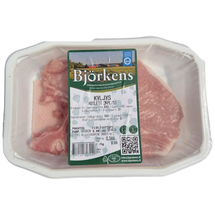Björkens porsaankyljys 2 kpl, paino noin 320g