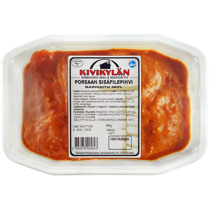 Kivikylän Porsaan sisäfilepihvi marinoitu 3kpl n.400 g