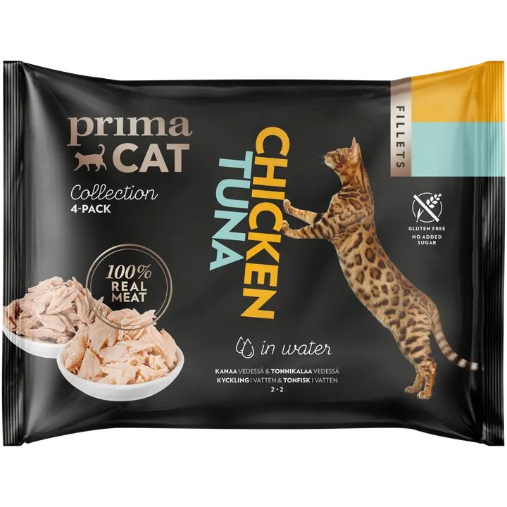 Primacat täissööt kassidele kana ja tuunikalaga 4x50g