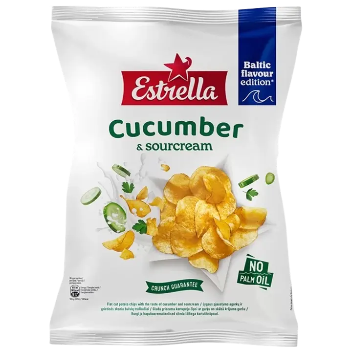 Estrella kartulikrõpsud kurgi- ja hapukooremaitselised, siledalõikelised, 170 g