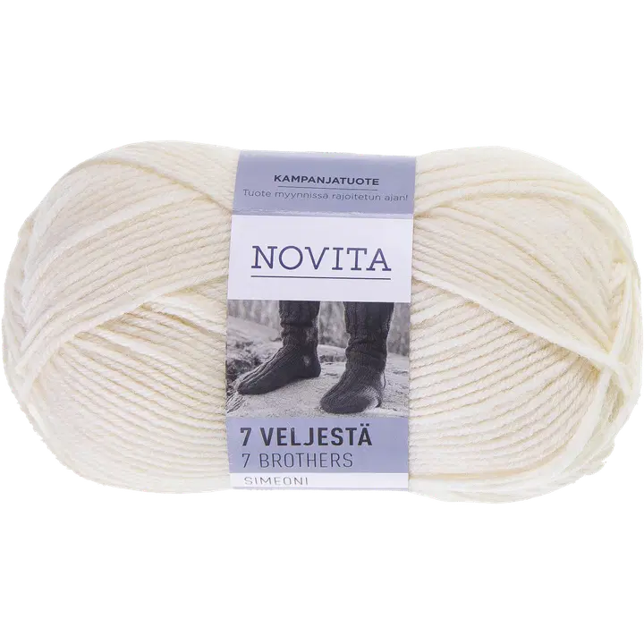 Novita 7 Veljestä lanka Simeoni 100g luonnonvalkoinen 010 yarn