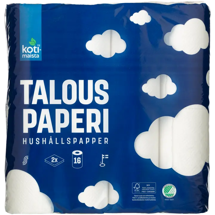 Majapidamispaber Kotimaista 2-kihiline 16 rulli