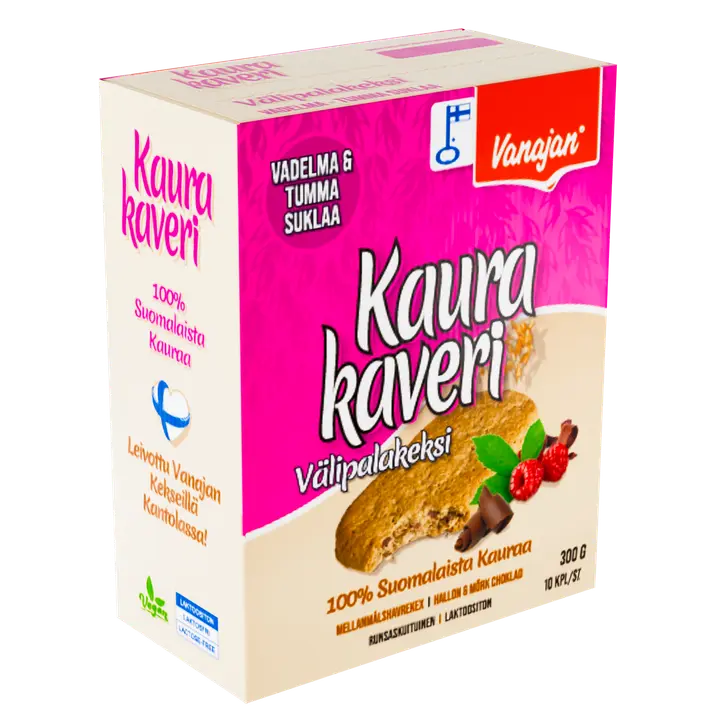Vanajan Kaurakaveri Vadelma tumma suklaa välipalakeksi 10 x 30g