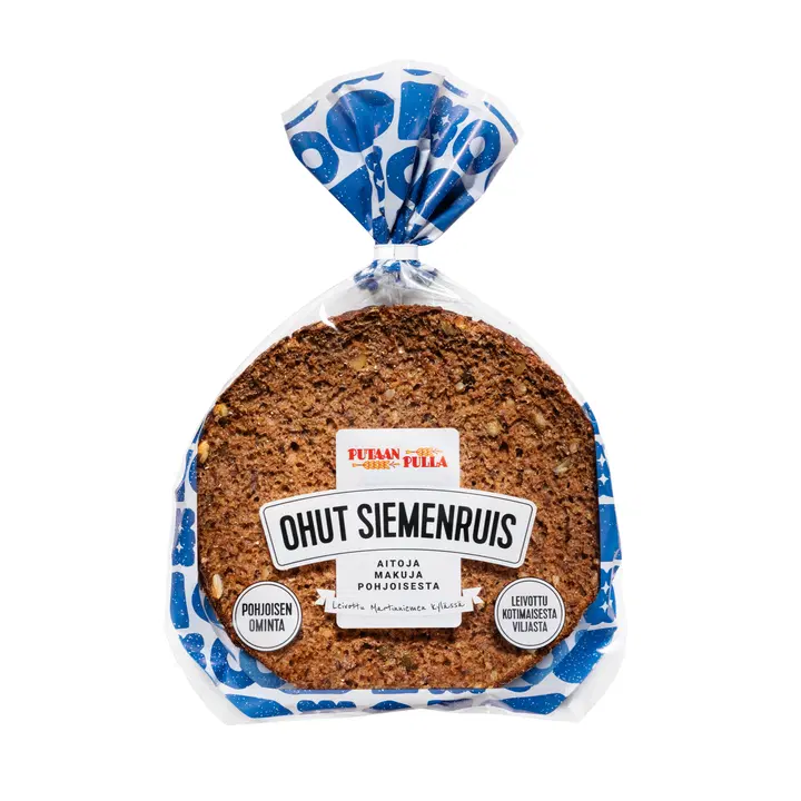 PutaanPulla Ohut Siemenruis 175g halkaistu täysjyväruisleipä siemenillä