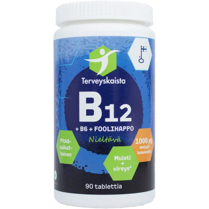 Terveyskaista B12+B6+Foolihappo 90 tabl. PITKÄVAIKUTTEINEN