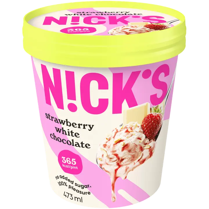 Nick’s valge šokolaadi ja maasikajäätis 473 ml