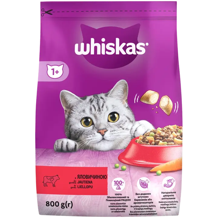 Whiskas kuivtoit täiskasvanud kassidele loomalihaga 800g